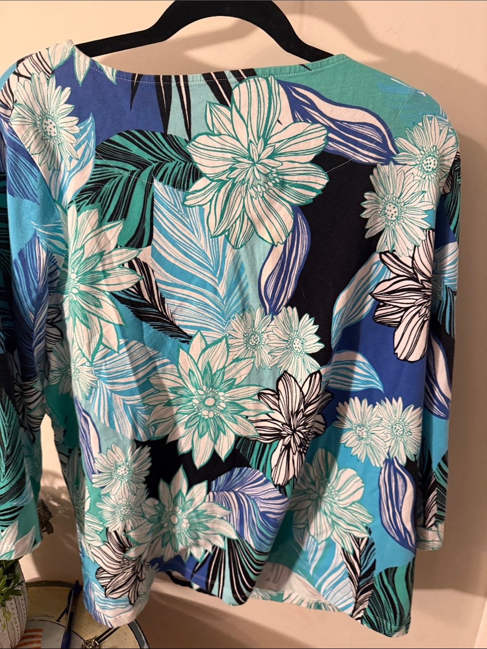 Ruby Rd. Tropical Floral Boatneck Tunic - Teal & Blue Excellent Condition. 2X - Picture 7 of 8